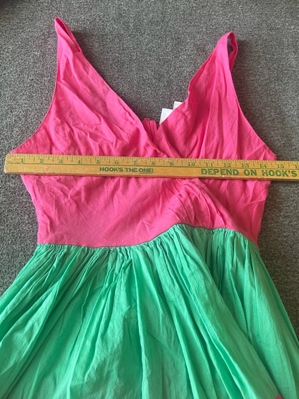 Mira cotton color block pink orange green summer dress - Picture 4 of 6